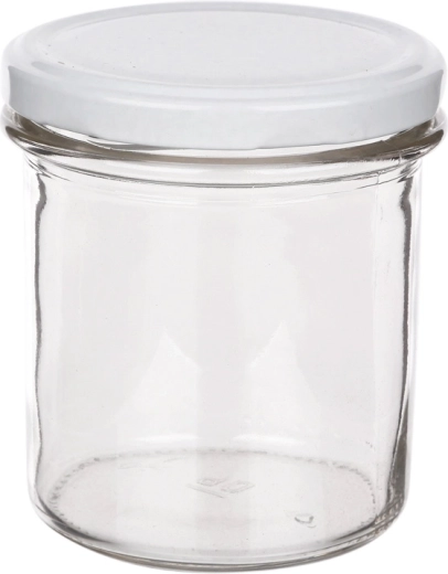 Juego de 6 frascos de 350 ml con tapa blanca fi 82