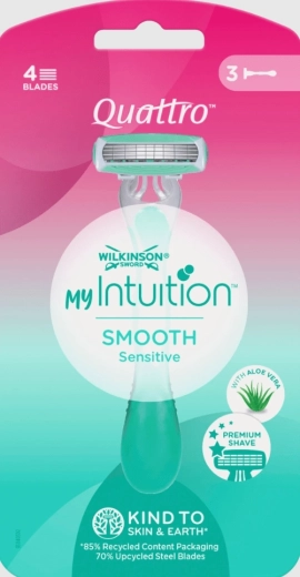 Maquinilla de afeitar desechable Wilkinson Quattro My Intuition Smooth Sensitive, 3 uds