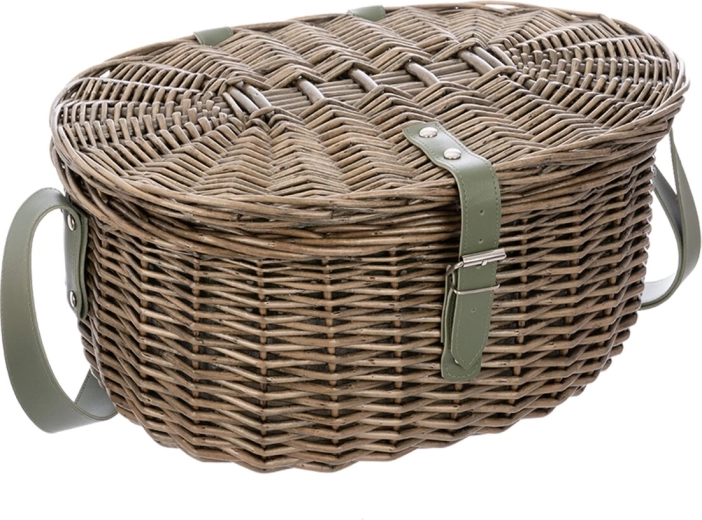 Cesta de picnic de mimbre con tapa Verde con forro textil