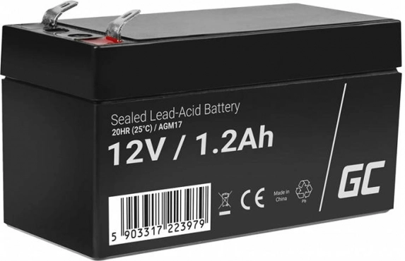 Batería AGM sin mantenimiento 12 V 1,2 Ah para UPS y alarmas Green Cell