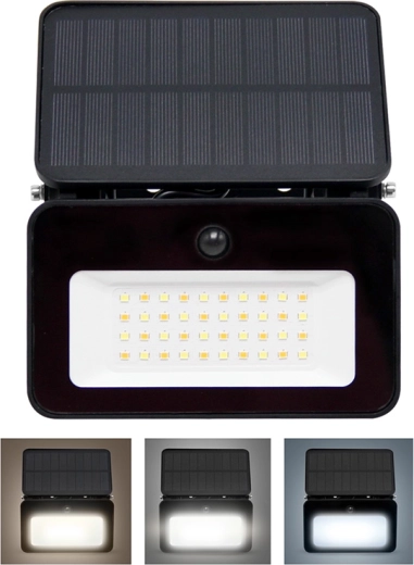 Foco LED solar Solight con sensor, 6 W, 660 lm, negro