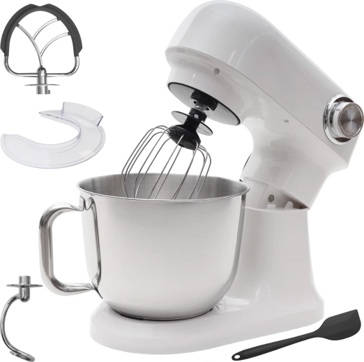 Robot de cocina planetario BAUERKRAFT con bol de acero inoxidable de 5 l, 1500 W, blanco