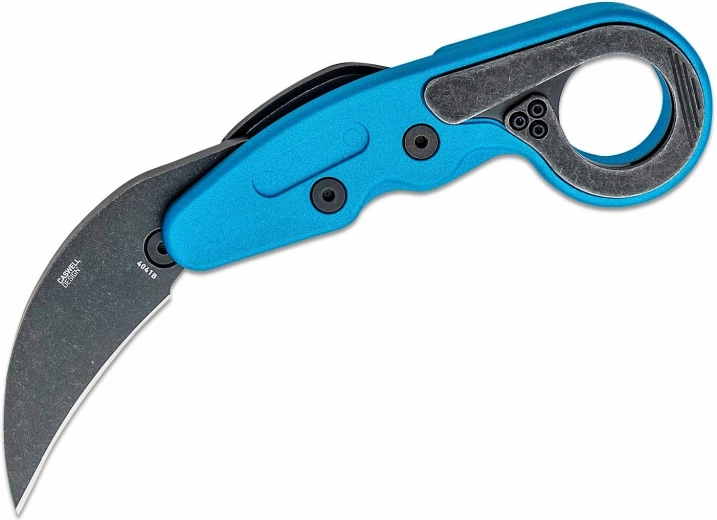 CRKT Provoke Blue Metallic karambit con apertura cinemática