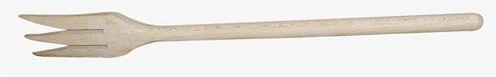 Tenedor de cocina curvado con mango de madera 30 cm, 3 púas