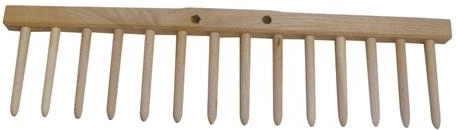 Rastrillo de madera sin mango 48 cm, 14 púas