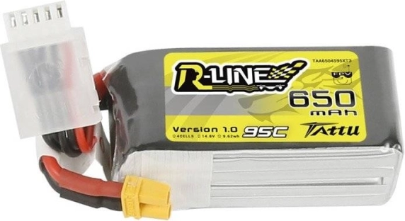 Batería LiPo Tattu R-Line 650 mAh 14,8 V 95C 4S con conector XT30