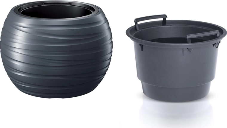 Maceta Maze redonda con inserto 43,6 cm – antracita