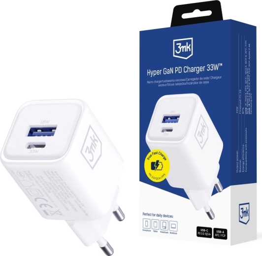 3mk Hyper Charger PD 33W GaN cargador de red blanco