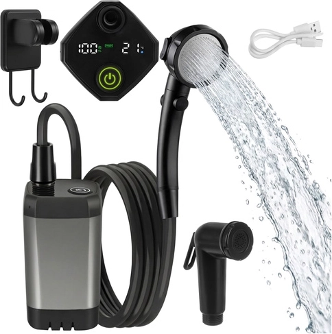 Ducha portátil a batería 6000 mAh TRIZAND con bomba sumergible y USB-C