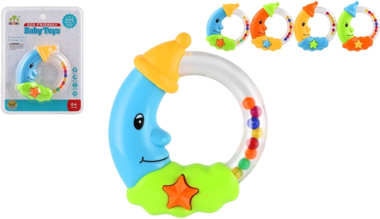 Sonajero con forma de luna y bolitas para bebés - 1 unidad