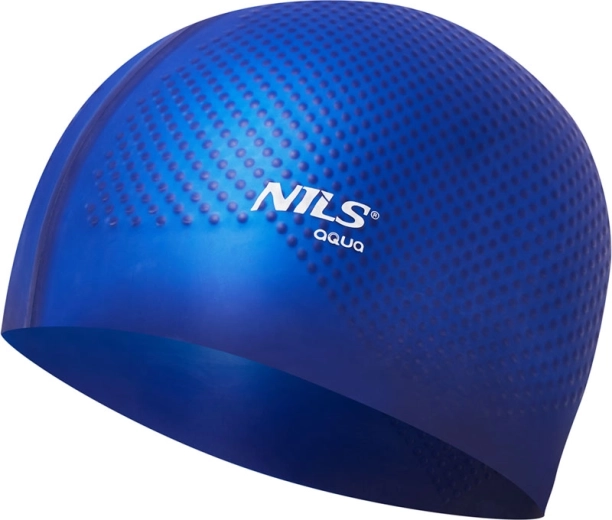 Gorro de natación de silicona NILS Aqua NQC Dots azul oscuro