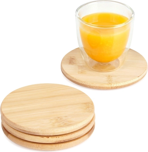 Posavasos de bambú 9,5 cm, juego de 4 uds