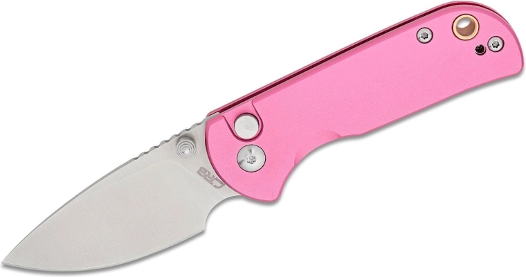 Cuchillo de bolsillo plegable CJRB Mica, aluminio rosa, hoja de 6 cm