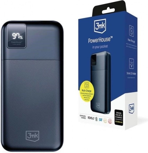 Powerbank 3mk PowerHouse 20000 mAh con carga rápida QC 3.0 y PD