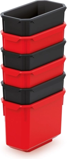 Set de 6 cajas de almacenamiento de plástico KISTENBERG X Block 140 × 75 × 105 mm – negro-rojo