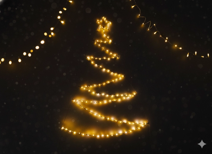 Decoración navideña – Árbol LED con estrella 105 cm, blanco cálido, a pilas