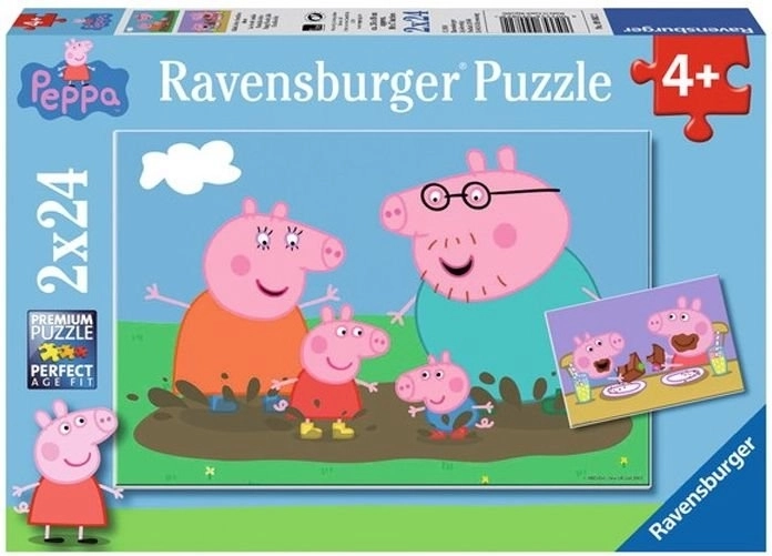 Puzzle de 2x24 piezas Peppa Pig Diversión en el barro