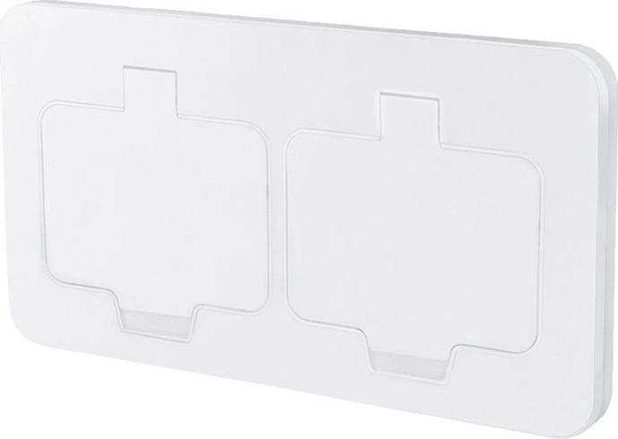 Doble toma de suelo empotrable Solight IP55, blanco mate, tapa rectangular