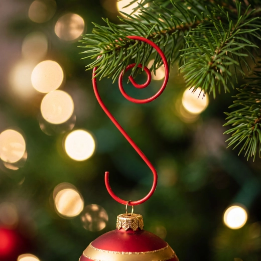 Ganchos espirales rojos para adornos navideños - 40 unidades