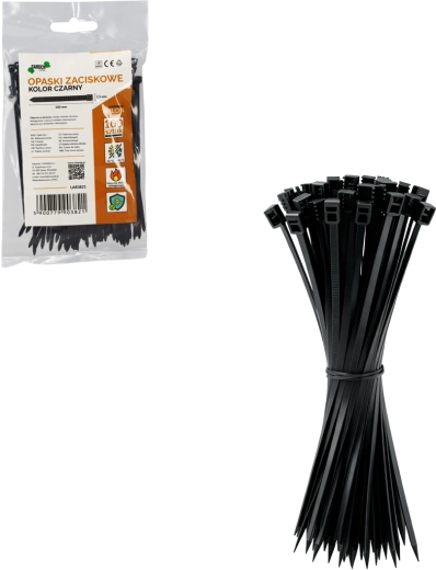 Juego de bridas de sujeción 2,5 × 100 mm, negras (100 uds)