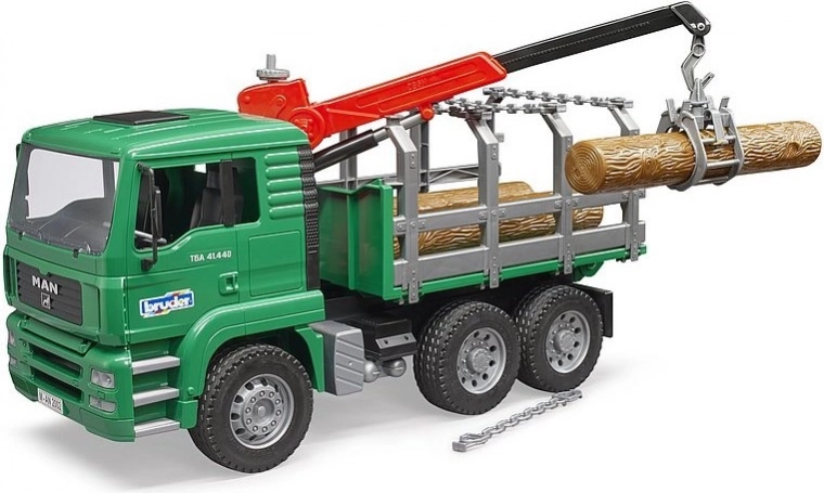 Camión Bruder MAN con remolque para transporte de madera