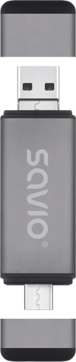 Lector de tarjetas Savio 3 en 1 USB-C, USB-A, micro USB