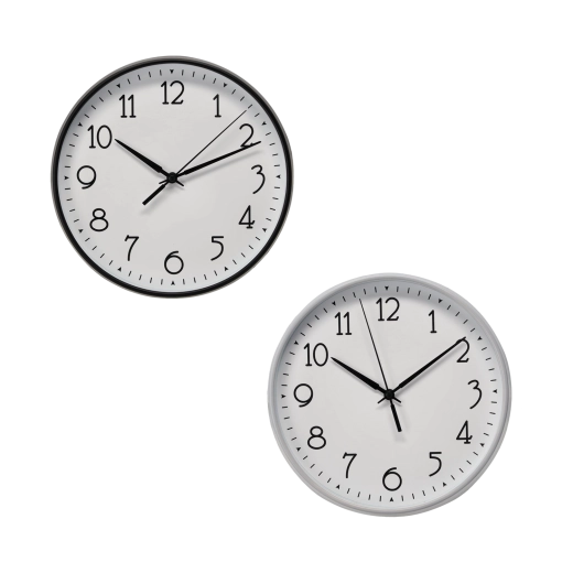 Reloj de pared redondo 23 cm – blanco/negro