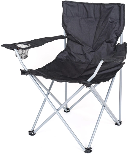 Silla de camping plegable FISH, negra