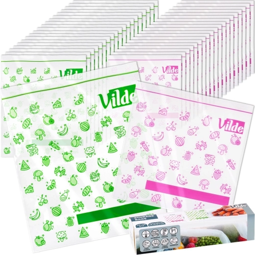 Bolsas con cierre zip para alimentos 20,5 × 21 cm y 24 × 29 cm, 40 uds.