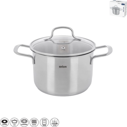 Olla de acero inoxidable Anett Glass 2 l con tapa de vidrio