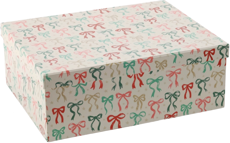 Caja de regalo con motivo navideño y lazo 41 × 32 × 15 cm - 1 unidad