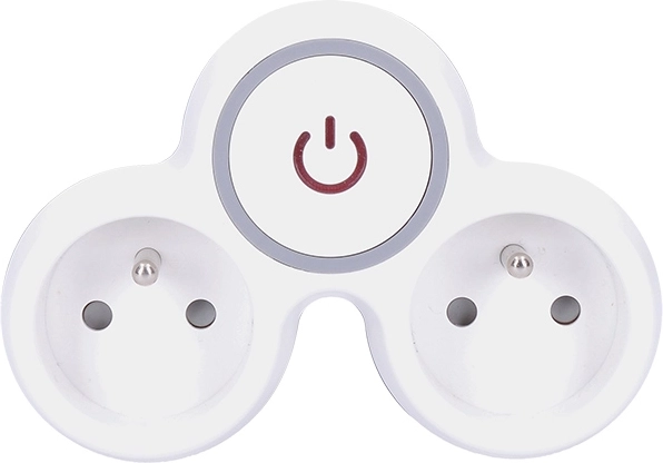 Solight adaptador múltiple para enchufe con interruptor, 2× toma de corriente, blanco-gris