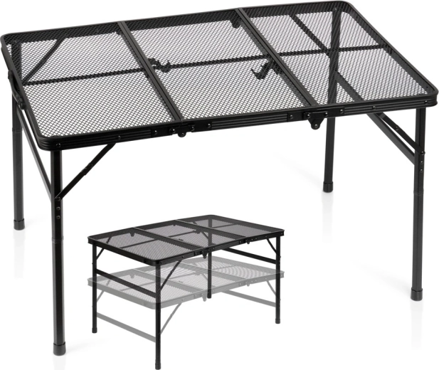 Mesa turística plegable Vilde 2 en 1 con altura ajustable 90 × 60 cm negra
