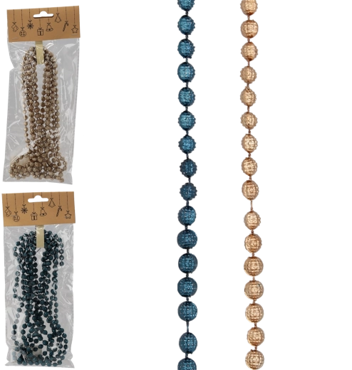 Guirnalda decorativa de cuentas 2,7 m en azul marino y dorado