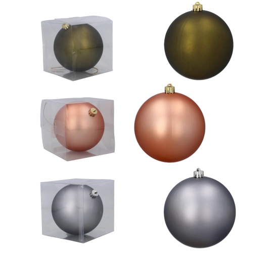 Bola navideña mate de 12 cm – oliva, cobre o grafito