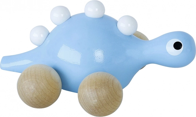 Dinosaurio de madera con ruedas Azul