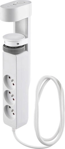 3 tomas de 230 V ocultas bajo la mesa e interruptor central