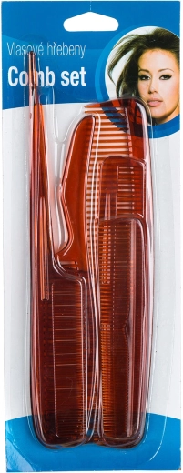 Juego de peines de plástico para el cabello 6 uds. marrón