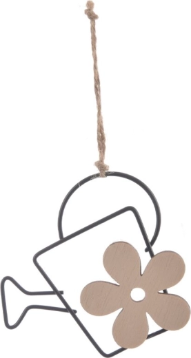 Regadera decorativa colgante de madera y metal negro 10 × 10 cm