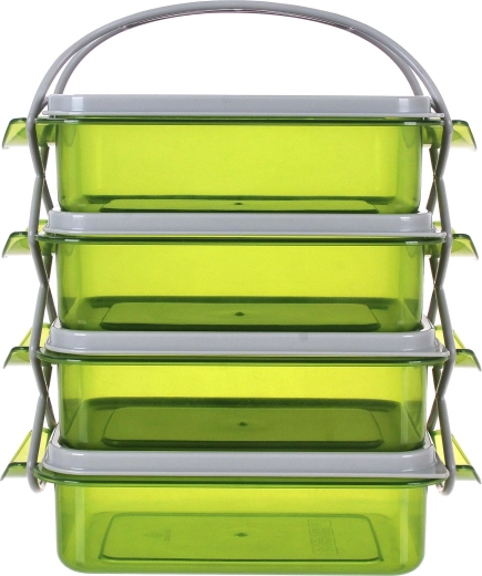 Portacomidas de plástico de cuatro pisos, 1 l