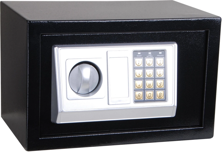 Caja fuerte digital 31 × 20 × 20 cm con código PIN y llave de emergencia
