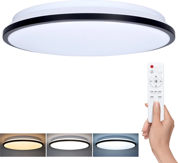Solight luminaria LED de techo y pared Jamil con mando a distancia, 48 W, 3360 lm, 40 cm, CCT, regulable