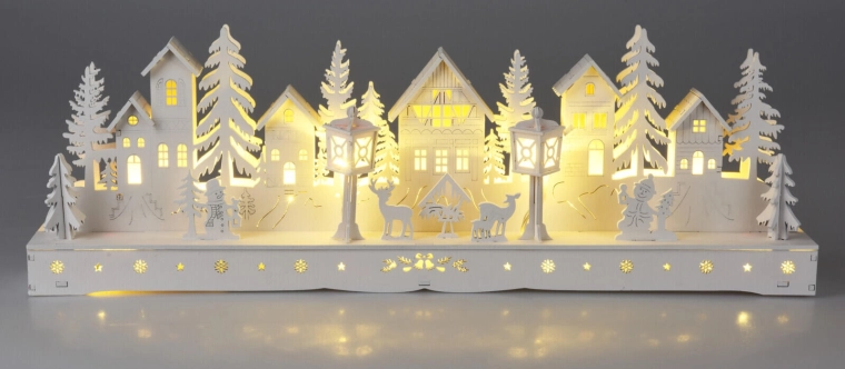Decoración LED de madera casas 45 cm