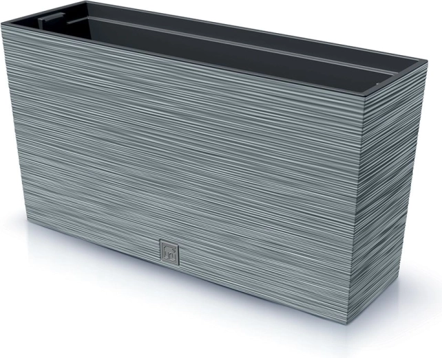 Jardinera de plástico acanalada con inserto de 77 cm, gris hormigón