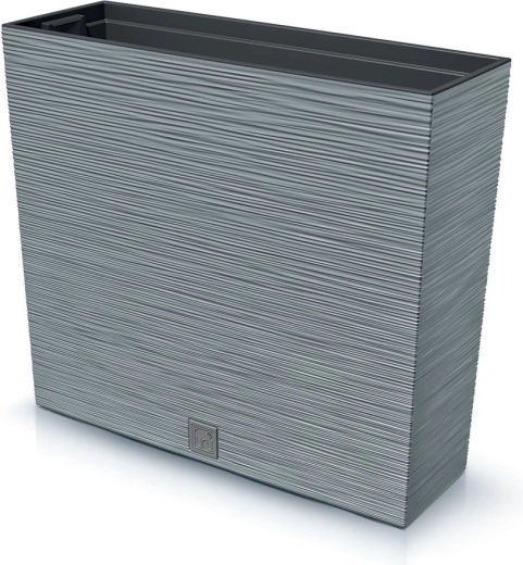 Jardinera de plástico acanalada con inserto 58 cm – gris hormigón