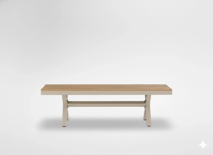 Banco de jardín de aluminio beige 150 × 36 × 47 cm