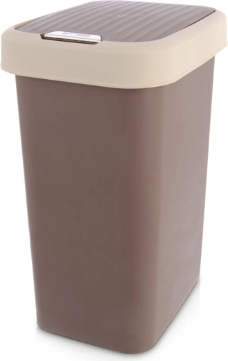 Papelera de plástico 25 l marrón con tapa basculante