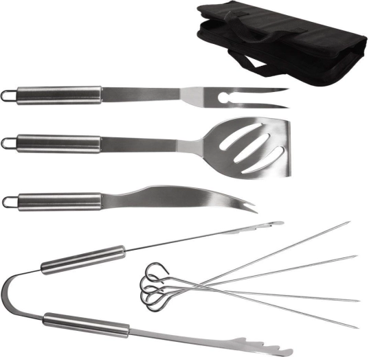 Utensilios de barbacoa de acero inoxidable en funda Orion, 9 piezas