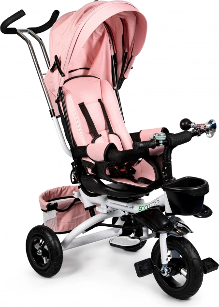 Triciclo infantil Ecotoys deluxe con asiento giratorio 360° y toldo rosa