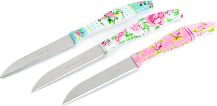 Set de cuchillos de cocina con diseño floral, 3 unidades